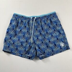 Chubbies Men's XL Blue The Fans Out Peacock 4" Inseam Lined Swim Trunks